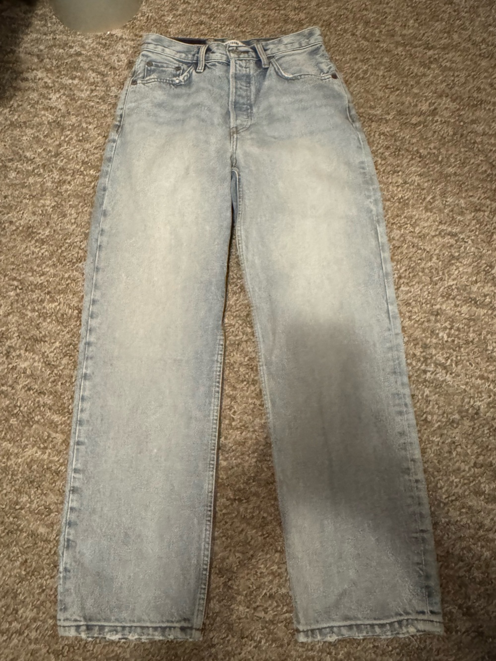 Re/Done Slim Straight Jeans in Faded Light Blue - Picture 5 of 9